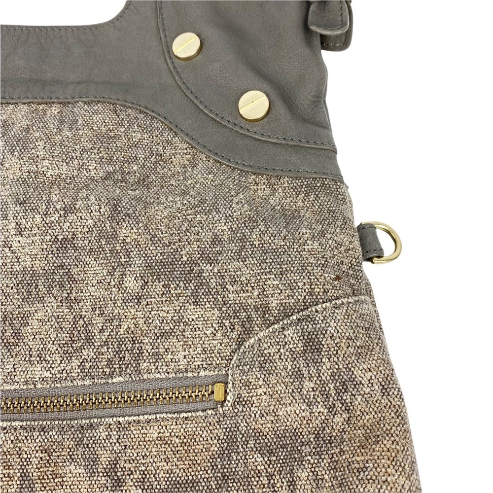 Foley & Corinna Lady Mid City Tote Taupe Tweed Leather Large - Picture 5 of 13